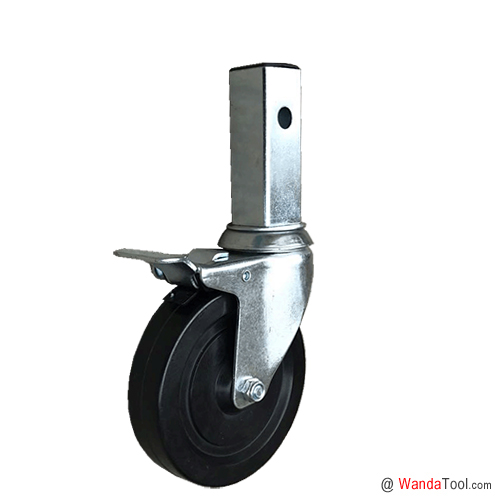 5 inch Scaffold caster Square pipe stem locking caster Rubber wheel